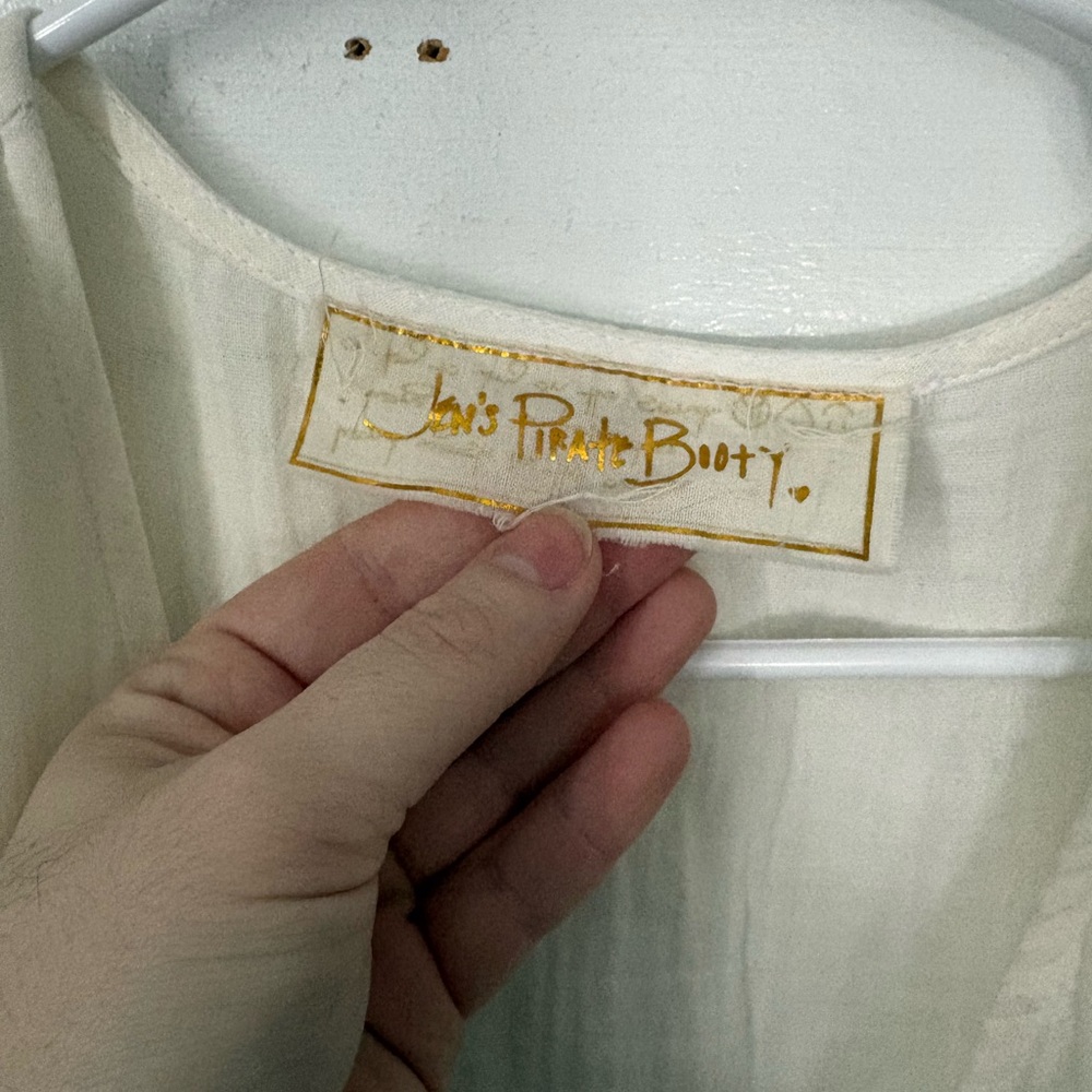Jen’s Pirate Booty Free People Off-White Ivory Cotton Jumpsuit, Size Small (S) - Picture 3 of 10